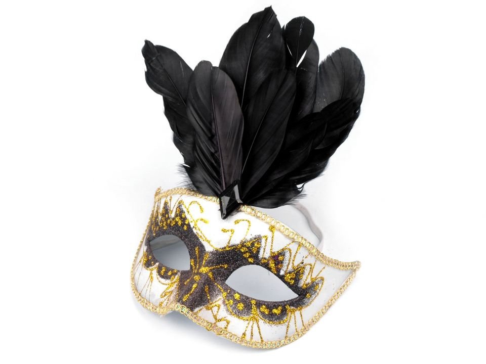 Carnival Mask GLITTERS with feathers