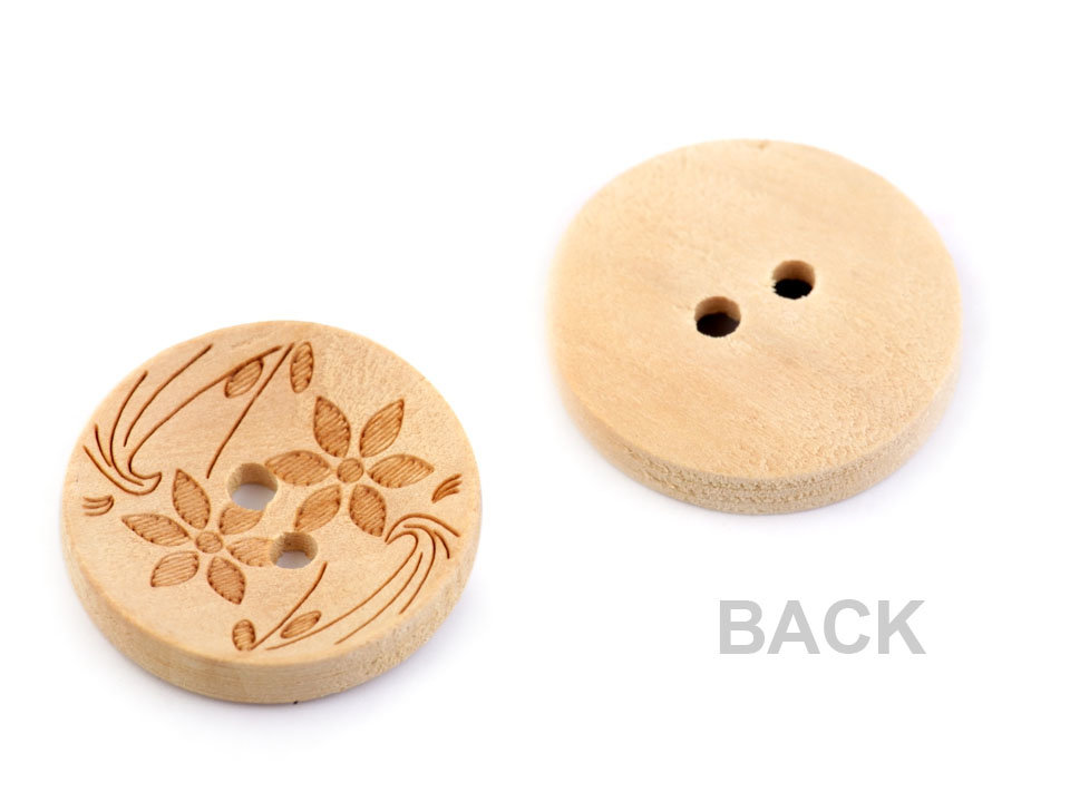 Wooden Button size 32' Flowers
