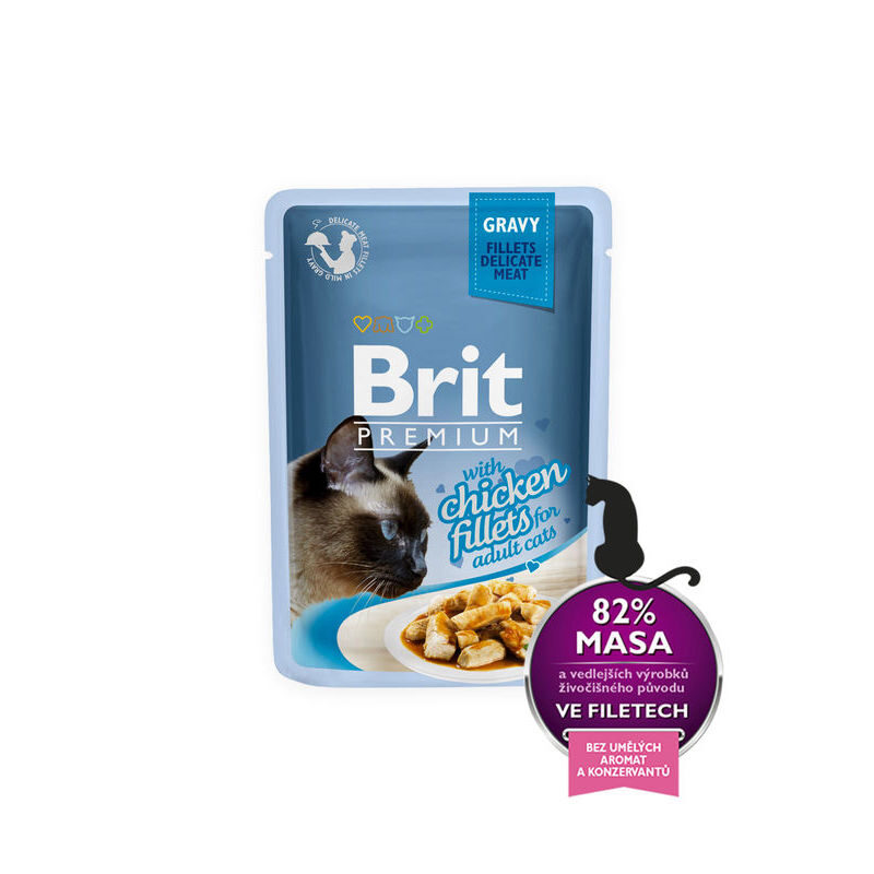 Wet food Brit Premium Cat Delicate Fillets in Gravy with Chicken 85 g