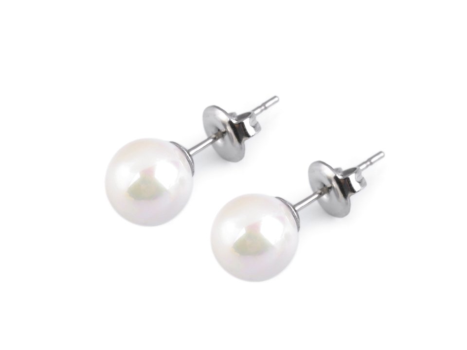 Stainless Steel Stud Earrings with Pearl Bead