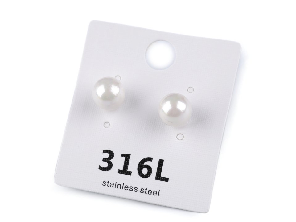 Auskari Stainless Steel Stud Earrings with Pearl Bead