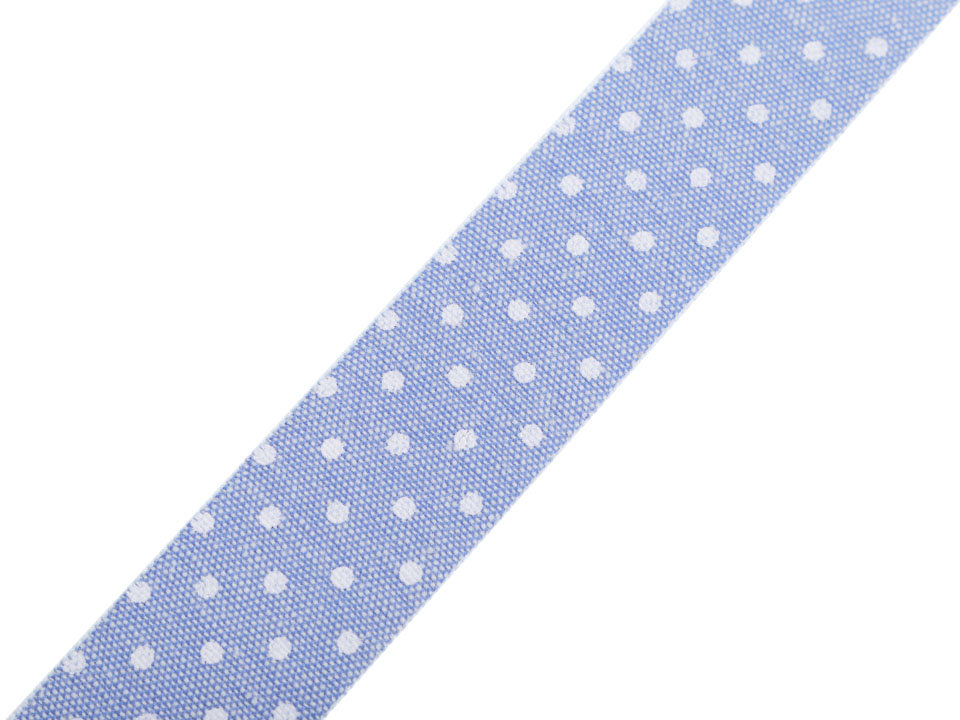 Cotton Ribbon with Polka Dots, Jeans width 25 mm