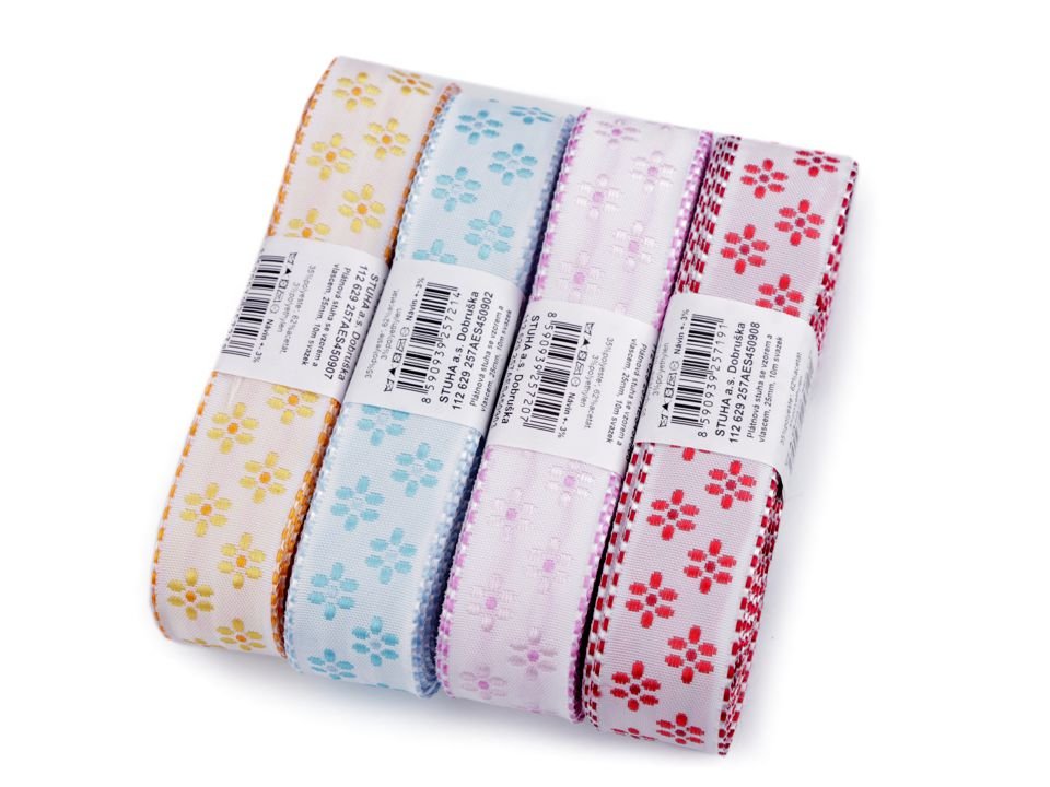 Ribbon with Flowers width 25 mm