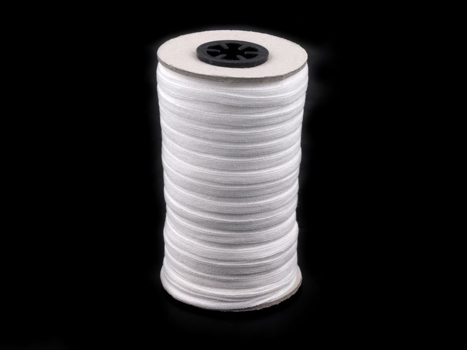Kokvilnas plakana lenta (White Cotton Flat Tape Braid) 5mm 