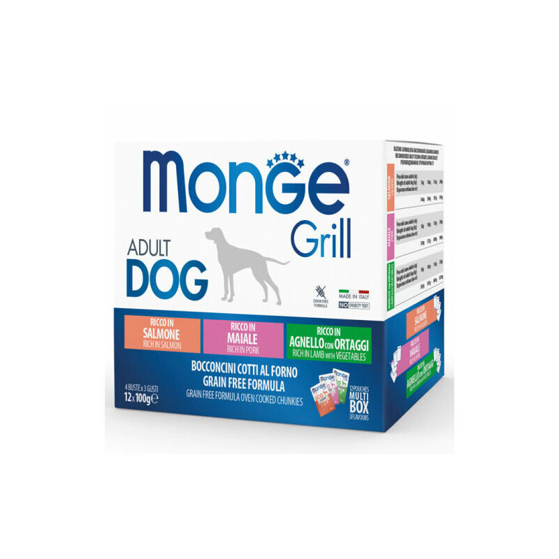 Monge Grill Multipacks Salmon, Pork, Lamb with Vegetables 12x100g konservi suņiem