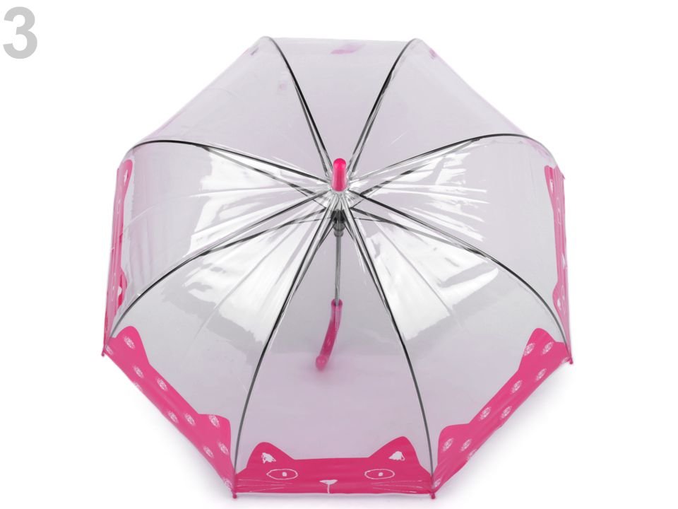 Girls Transparent Umbrella Cat
