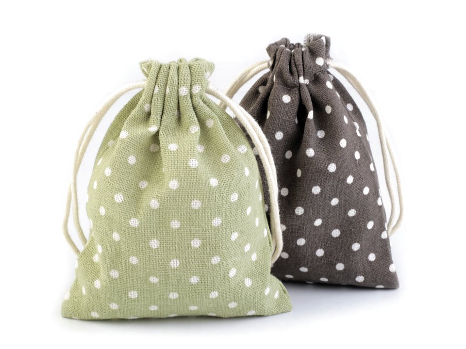 Linen Bag with Polka Dots 10x13 cm