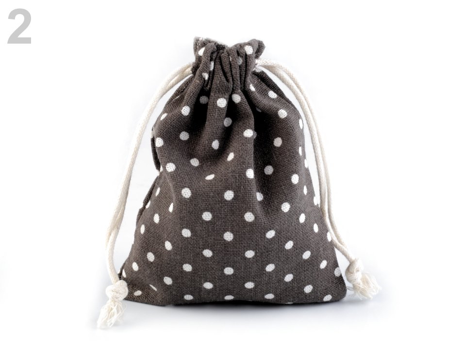 Linen Bag with Polka Dots 10x13 cm