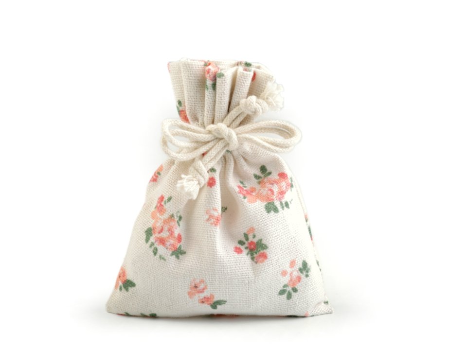Cotton String Bag with Flowers 10x12 cm 