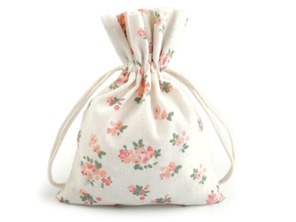 Cotton String Bag with Flowers 13x18cm