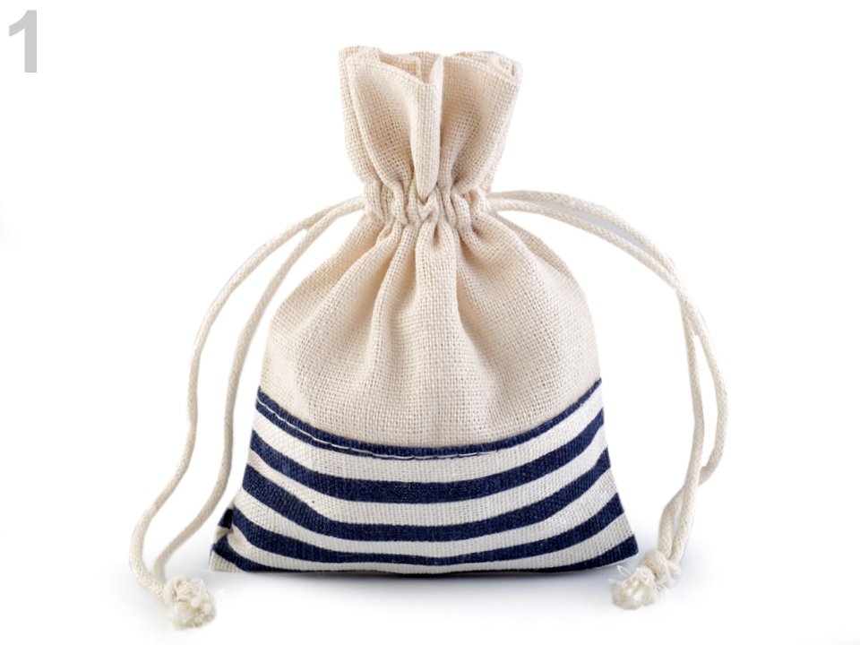 Linen Bag with Stripes 10x13 cm