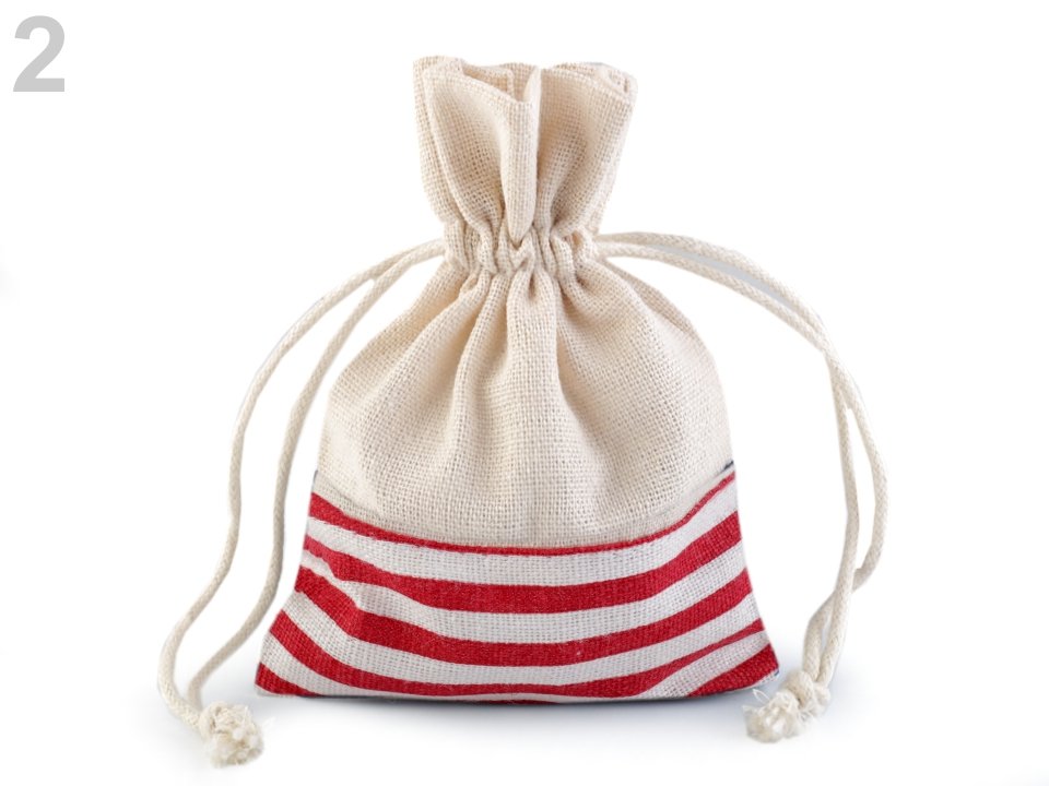 Linen Bag with Stripes 10x13 cm