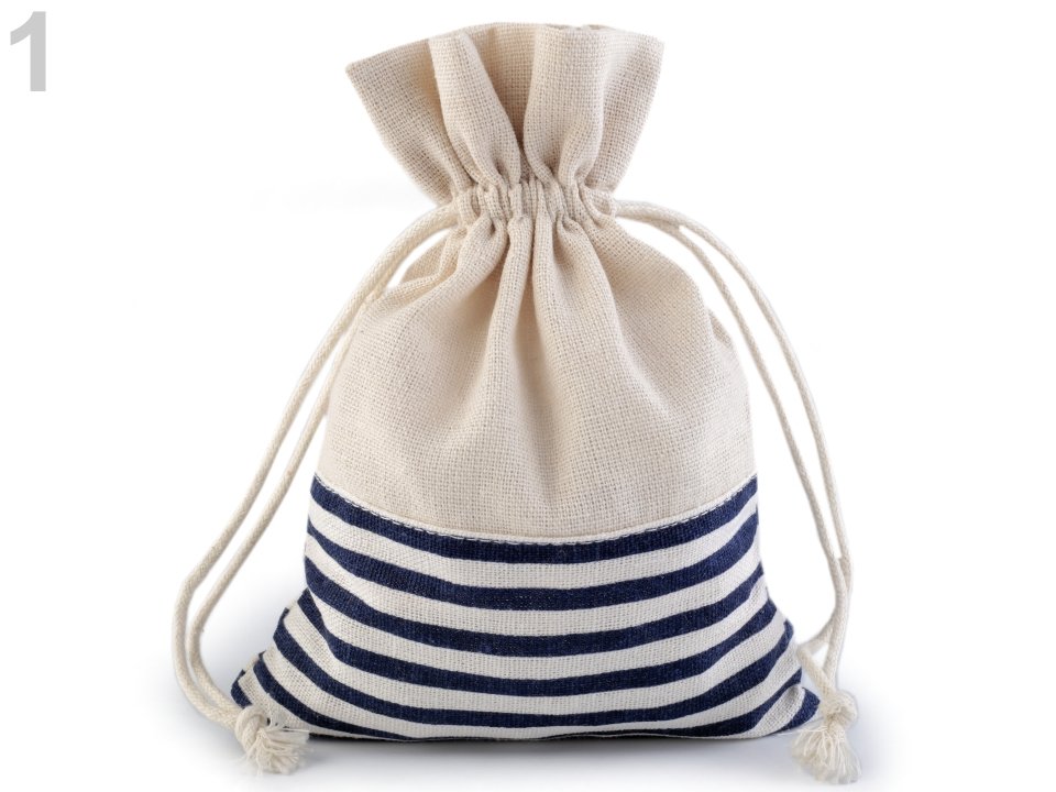 Linen Bag with Stripes 13x18 cm