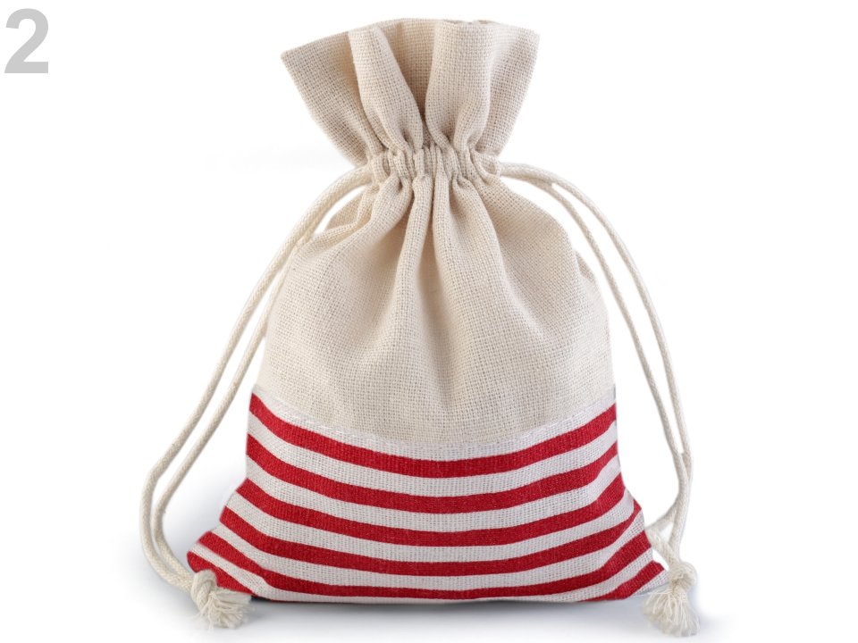 Linen Bag with Stripes 13x18 cm