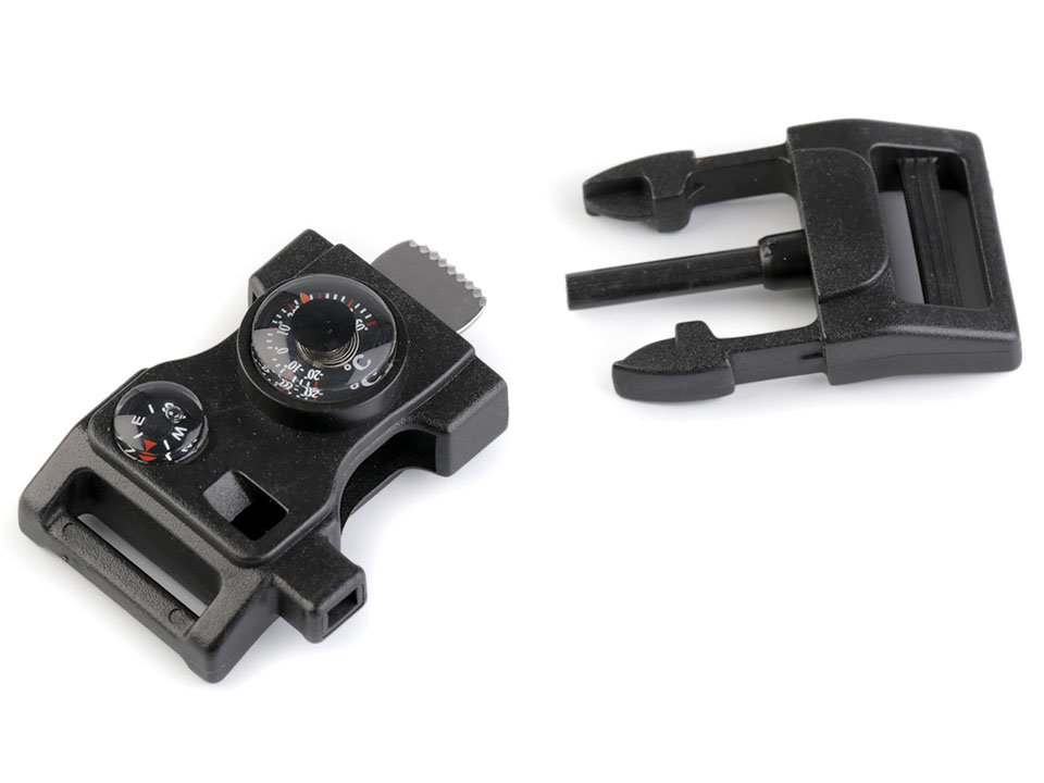Side Release Buckle with Whistle and Compass width 20 mm