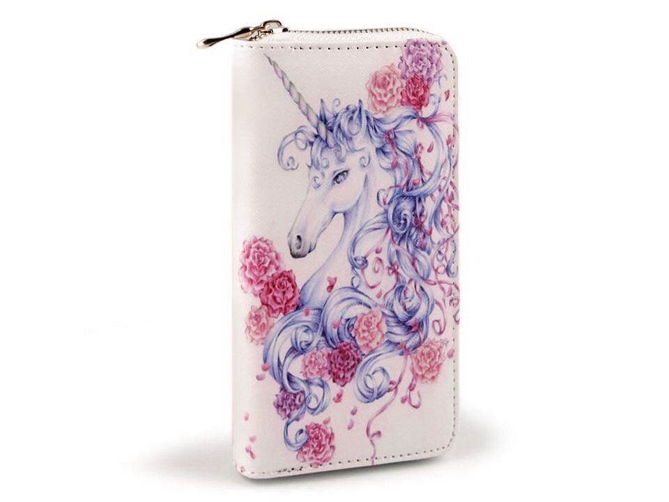 Ladies Zip Around Wallet Unicorn 10x19 cm