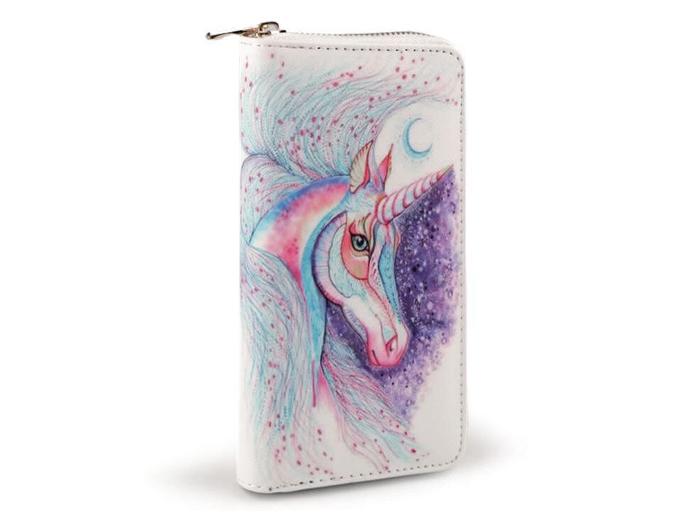 Ladies Zip Around Wallet Unicorn 10x19 cm