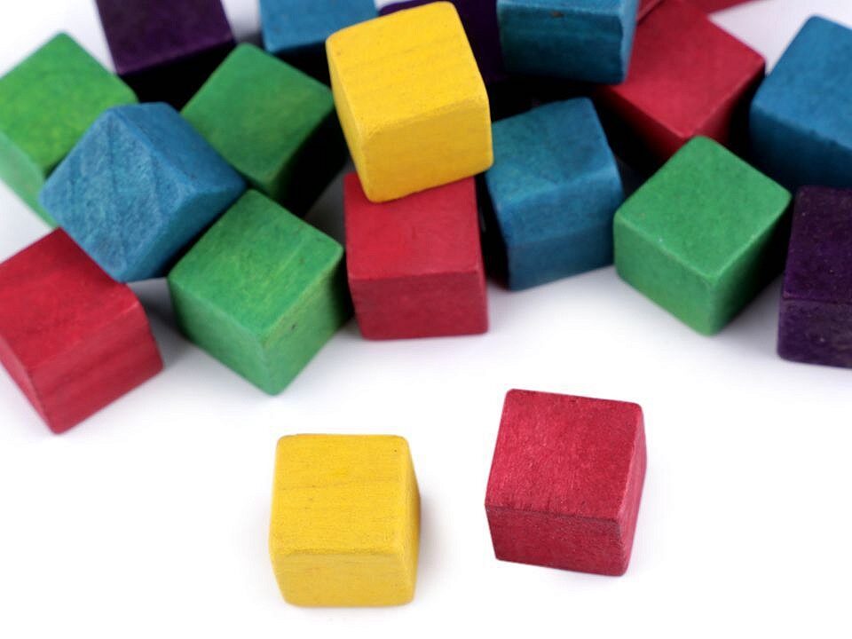 Wooden Cubes 15 x 15 mm colourful
