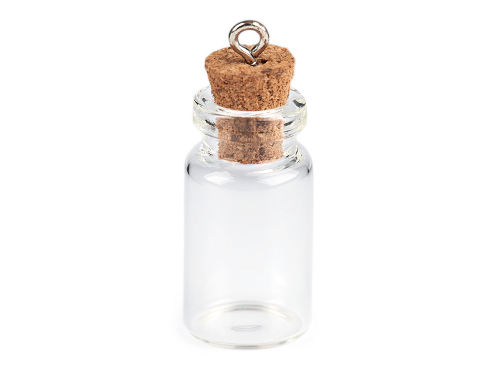 Glass vial with cork, pendant 13x30 mm