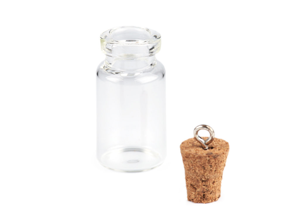 Glass vial with cork, pendant 13x30 mm