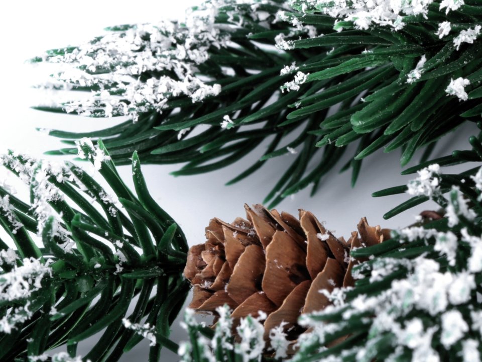 Artificial Frosted Pine Twig with Cones 