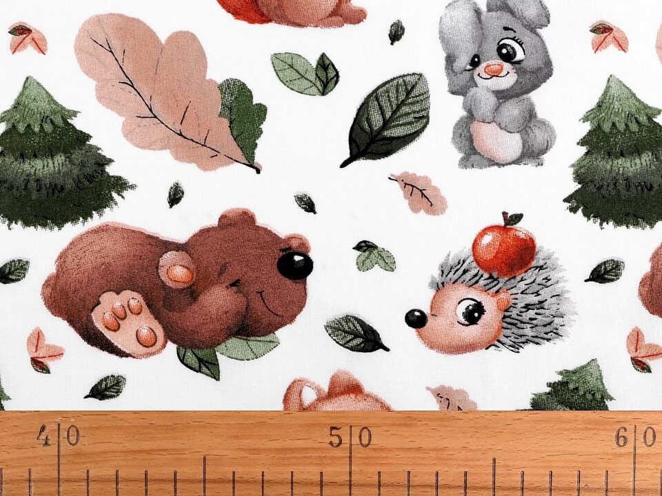 Cotton Fabric Canvas Forest Animals