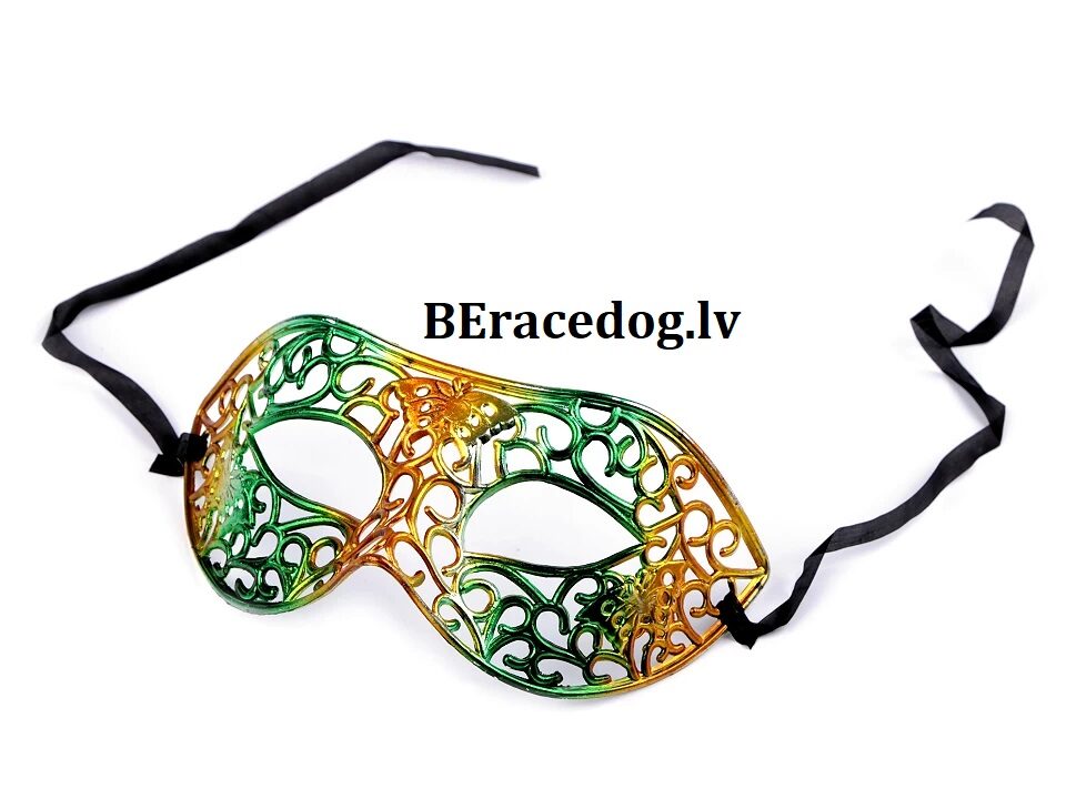 Venetian Carnival / Party Metallic Eye Mask GREEN GOLD