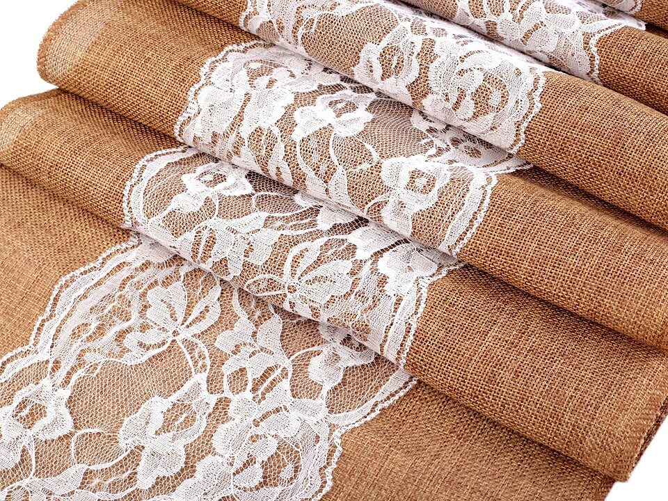 Table Runner / Tablecloth with Lace 30x275cm