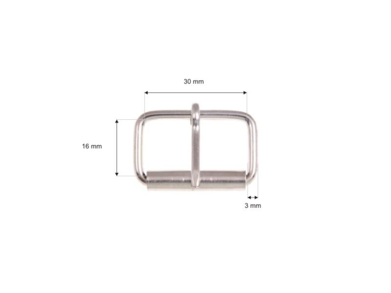 Metal roller buckle single 30/16/3 mm nickel set