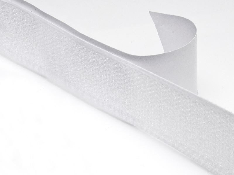 Hook velcro tape with glue 25 mm white