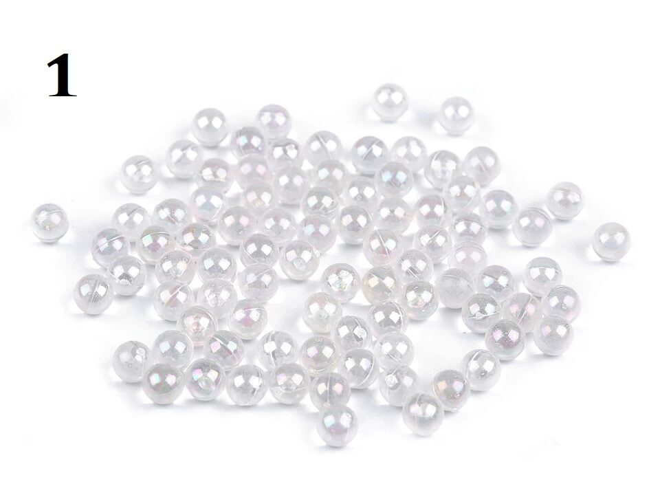 Plastic Round Rainbow Pearl Rivets Ø6mm undrilled, no pulling hole