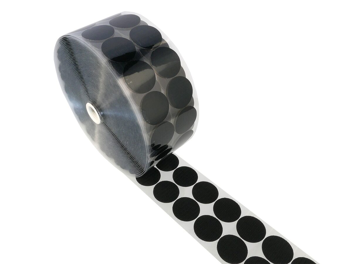 Nylon hook dots with glue 4.5cm black 1040pcs.