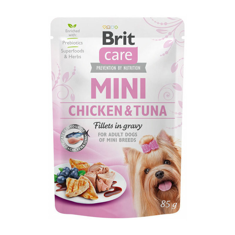 Brit Care Mini wet Chicken & Tuna fillets in gravy 85 g mitrā barība suņiem