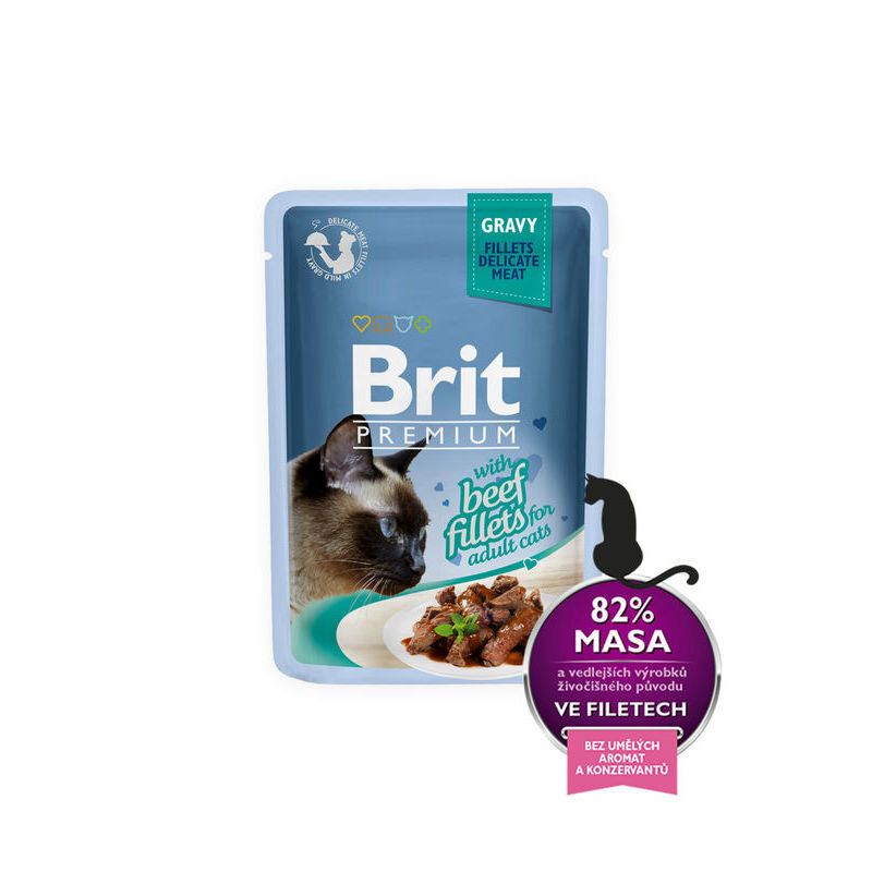 Wet food Brit Premium Cat Delicate Fillets in Gravy with Beef 85 g