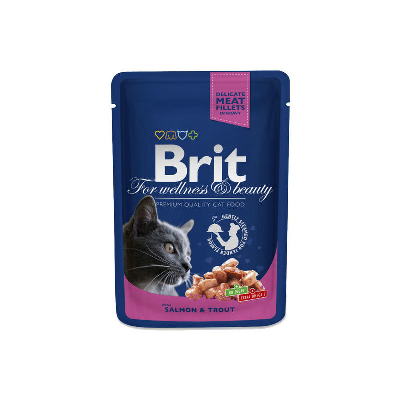 Brit Premium Salmon & Trout 100 g konservi kaķiem