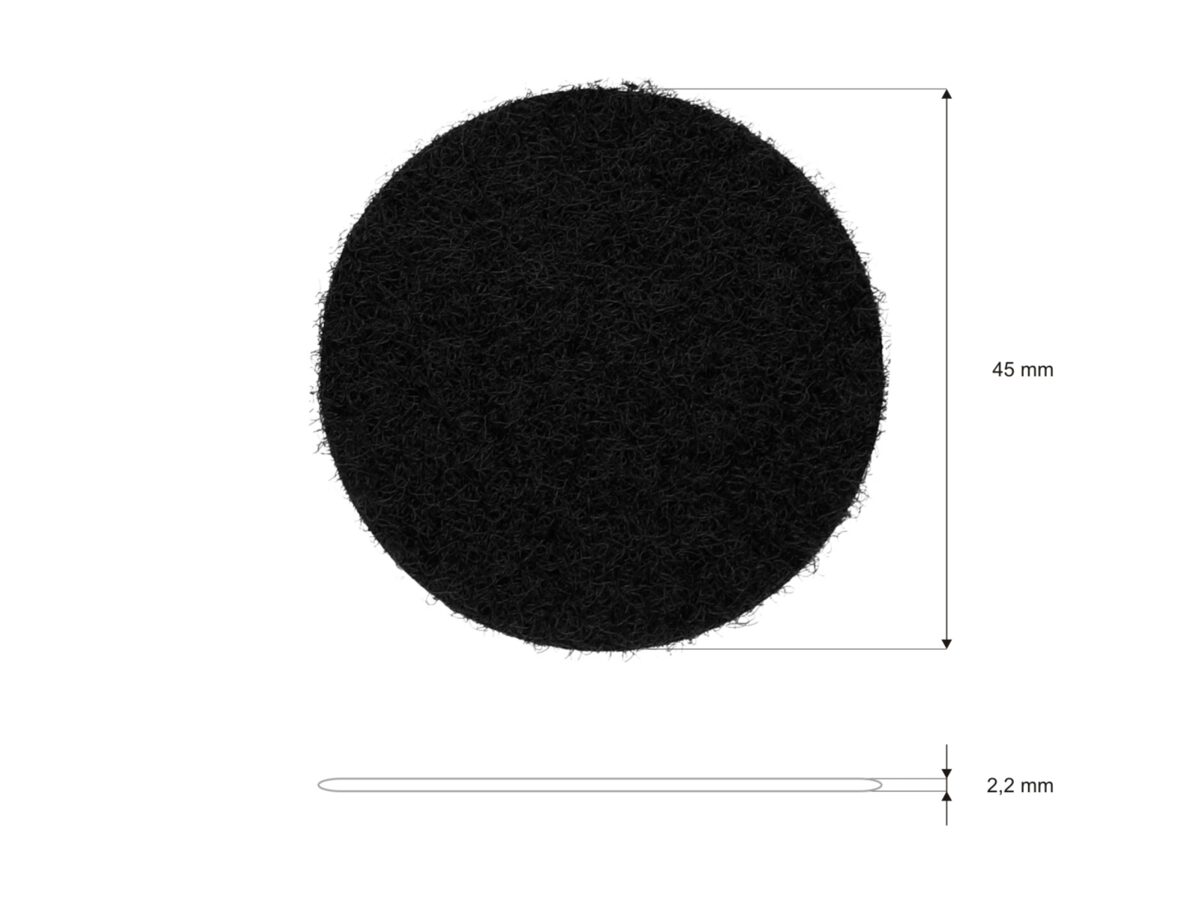 Nylon loop dots with glue 4.5cm black 1040pcs.