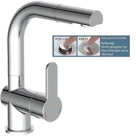 F.J.Schütte LONDON single lever basin mixer with pull-out end, chrome