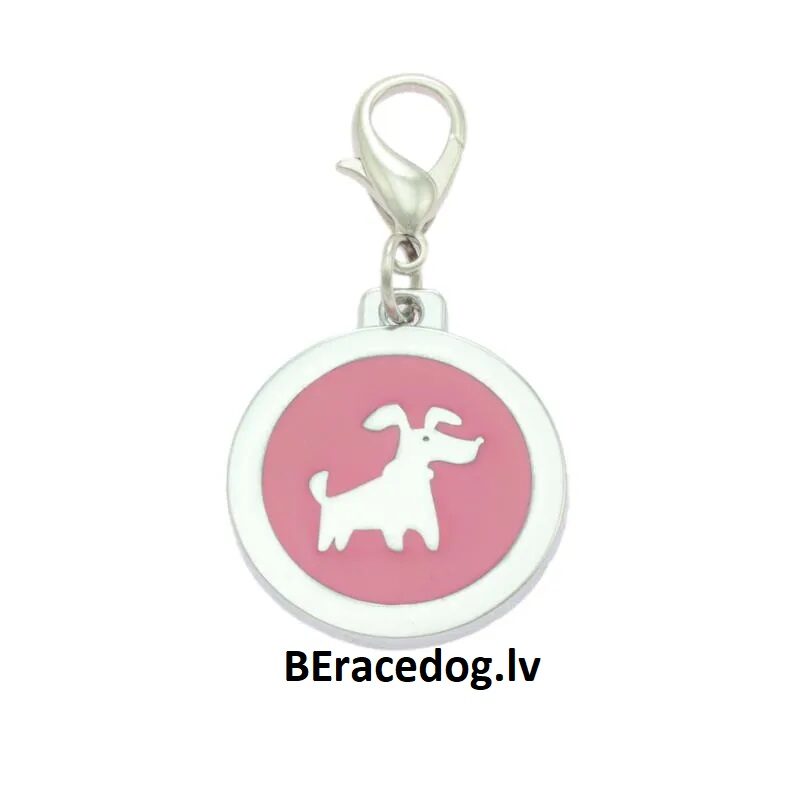 Dog identity ID tag Doggie Pink set