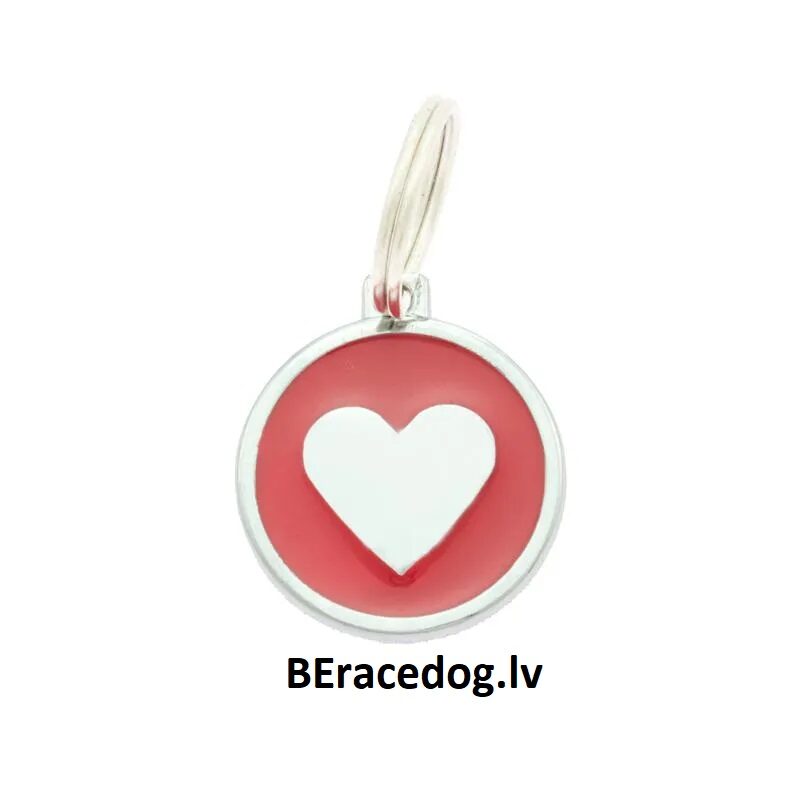 Dog identity ID tag Heart Red set