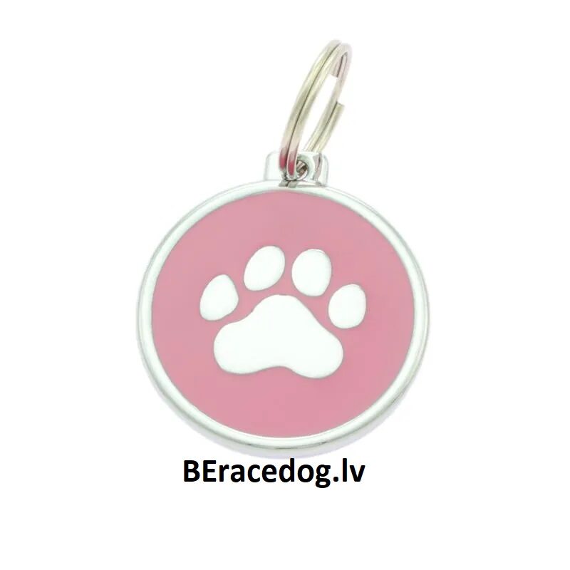 Dog identity ID tag Paw Pink set