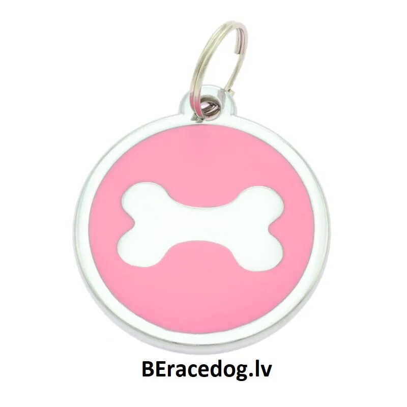 Dog identity ID tag Bone Pink set