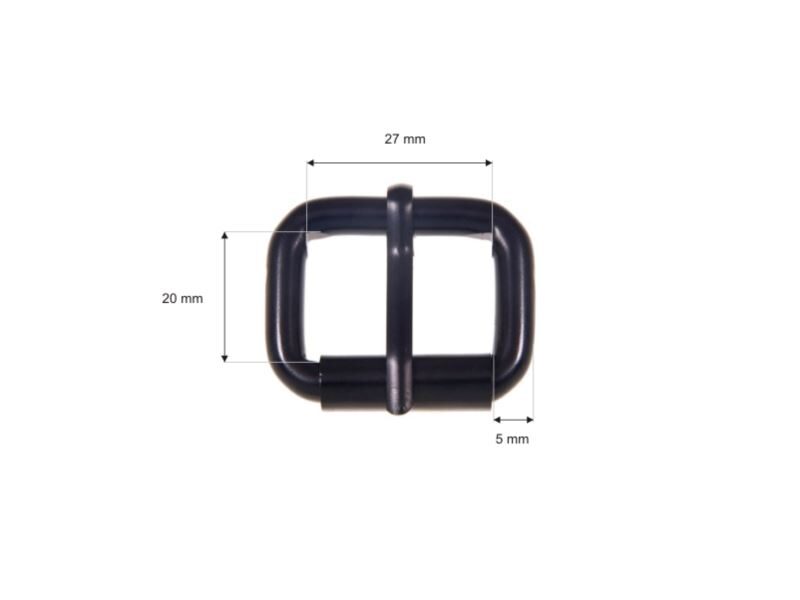 Extra metal roller buckle single 27/20/5 mm black set
