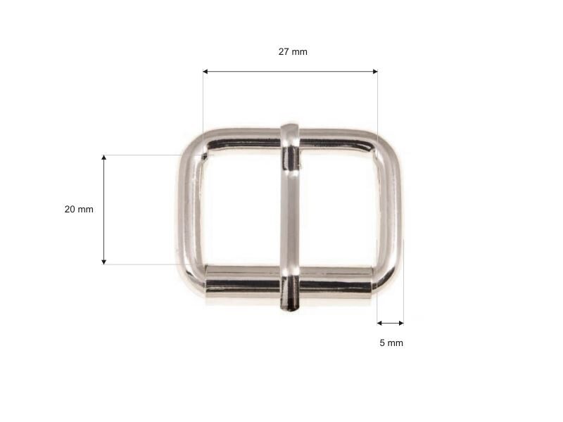 Extra metal roller buckle single 27/20/5 mm nickel set