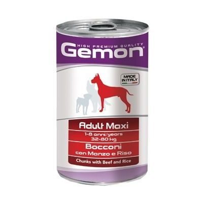 GEMON Dog chunkies Adult MAXI with beef & rice 1.250kg konservi suņiem
