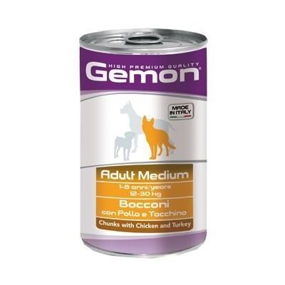 GEMON Dog chunkies Adult MEDIUM with chicken & turkey 1.250kg konservi suņiem