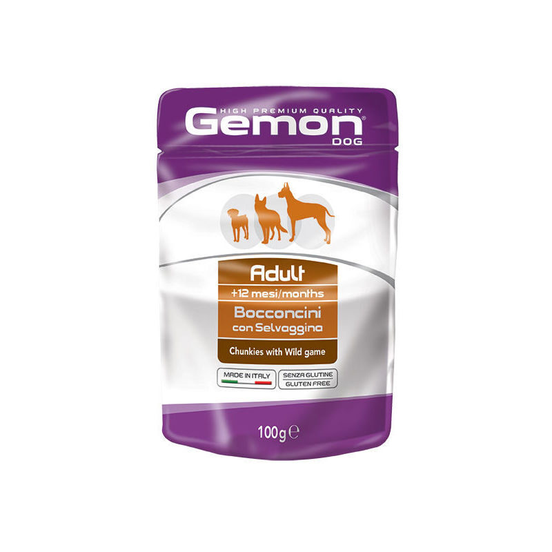 GEMON Dog pouches chunkies Adult with Wild Game 100 g konservi suņiem