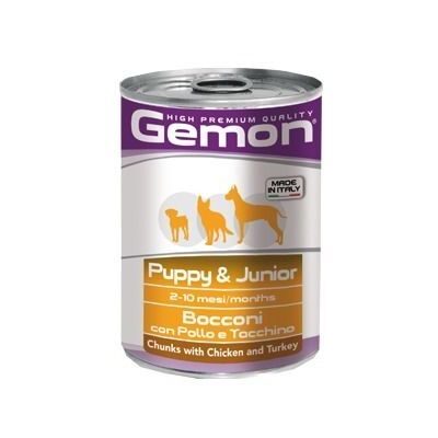 GEMON Dog chunkies Junior with chicken & turkey 0.415kg konservi suņiem