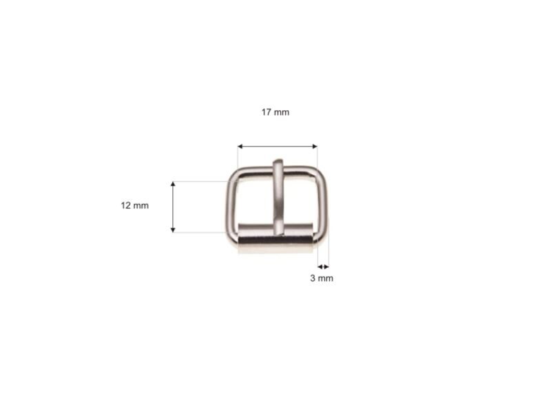 Metal roller buckle single 17/12/3 mm nickel set