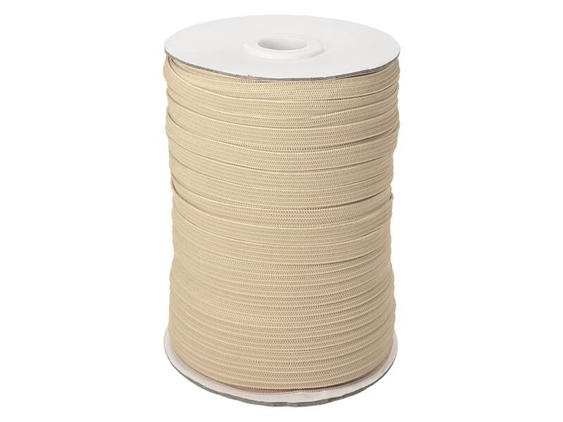 Knitted polyester elastic tape 7 mm 100 m beige