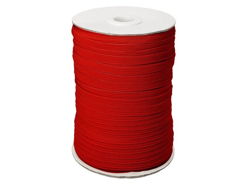 Knitted polyester elastic tape 7 mm 100 m red